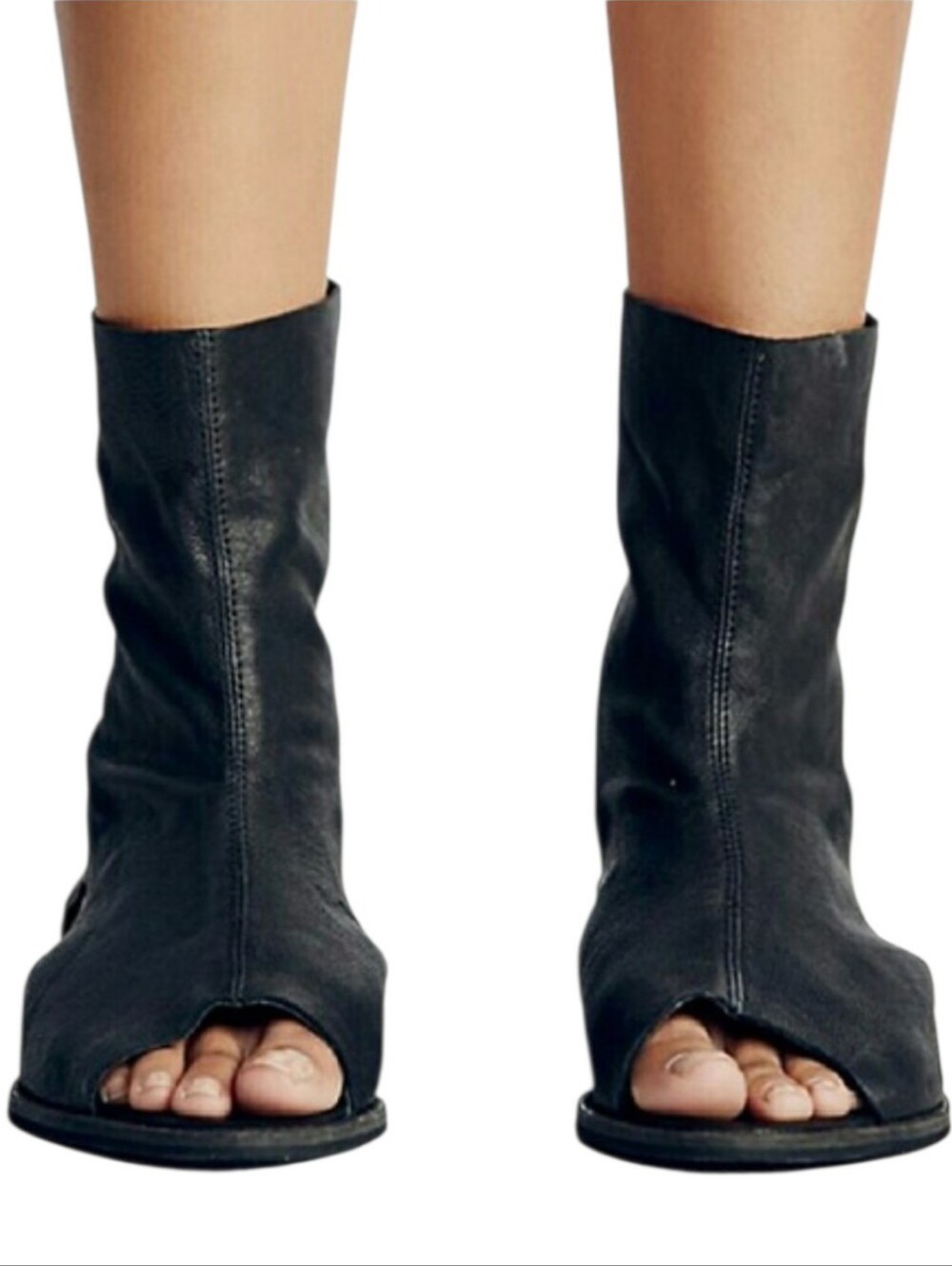 Free People FP Ridge Runner Bandals Black Leather Sandals Size 39